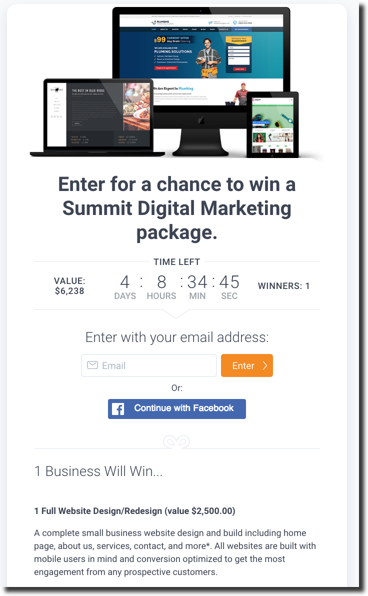 Social media contest tool example