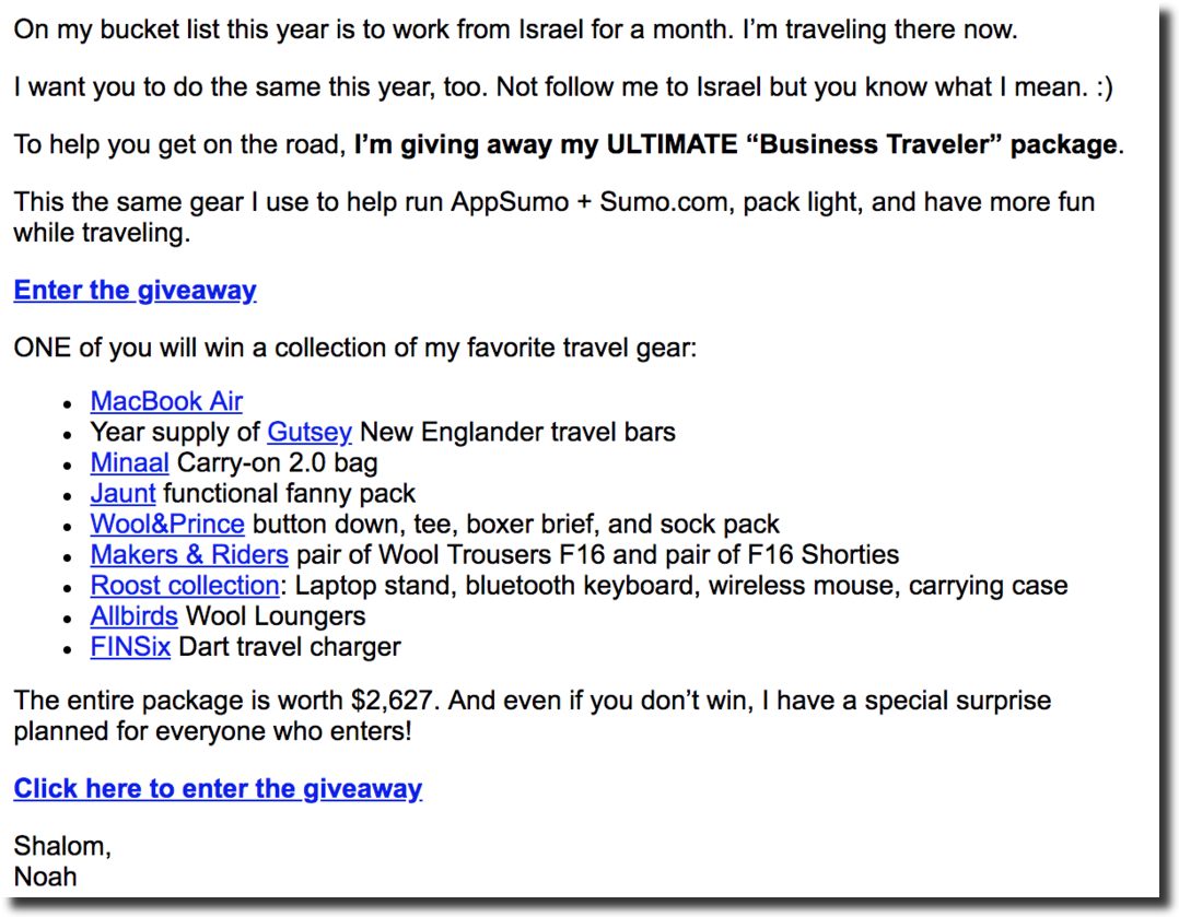 social media contest prizes