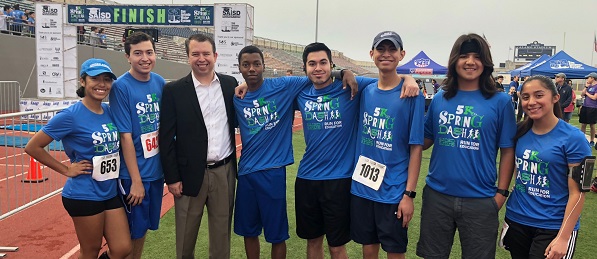  Superintendent Martinez with Travis ECHS Students