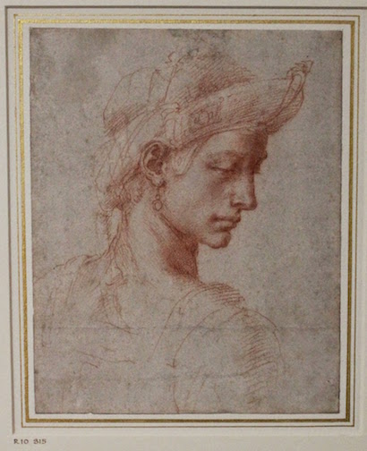 Ideal male head drawing by Michelangelo