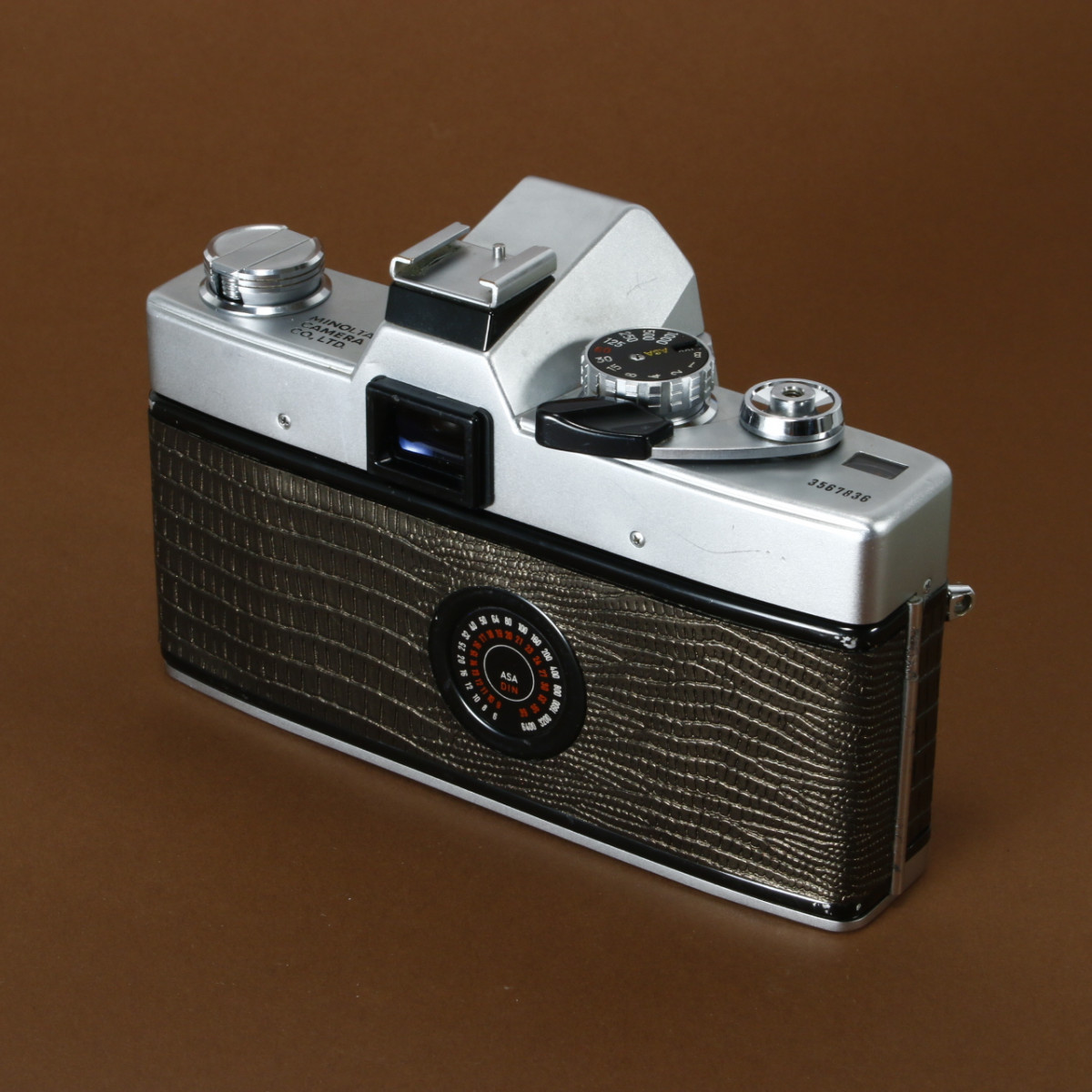 Minolta SRT 101 Camera - Refurbished and Reskinned in Brown Lizard