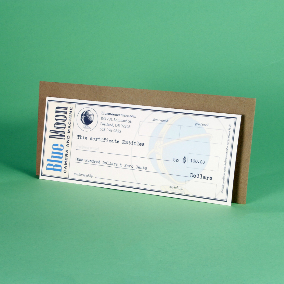 Blue Moon Camera Gift Certificate - $100.00