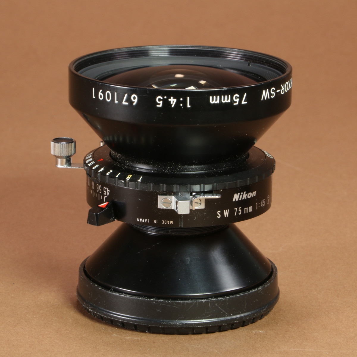 NIKKOR-SW 75mm f/4.5 レンズ Nikon Wide Angle 75mm f/4.5 Nikkor-SW Lens with Copal #0 1343