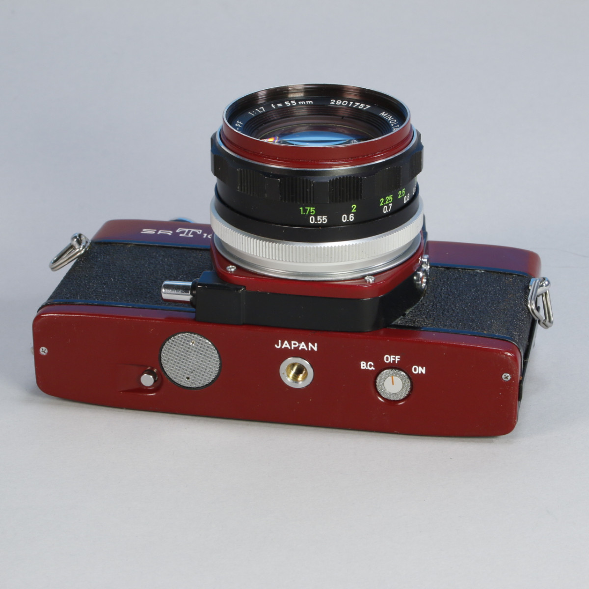 Minolta SRT 100 Camera and Minolta 55mm f1.7 Lens -  Refurbished (Re-coated in Maroon)