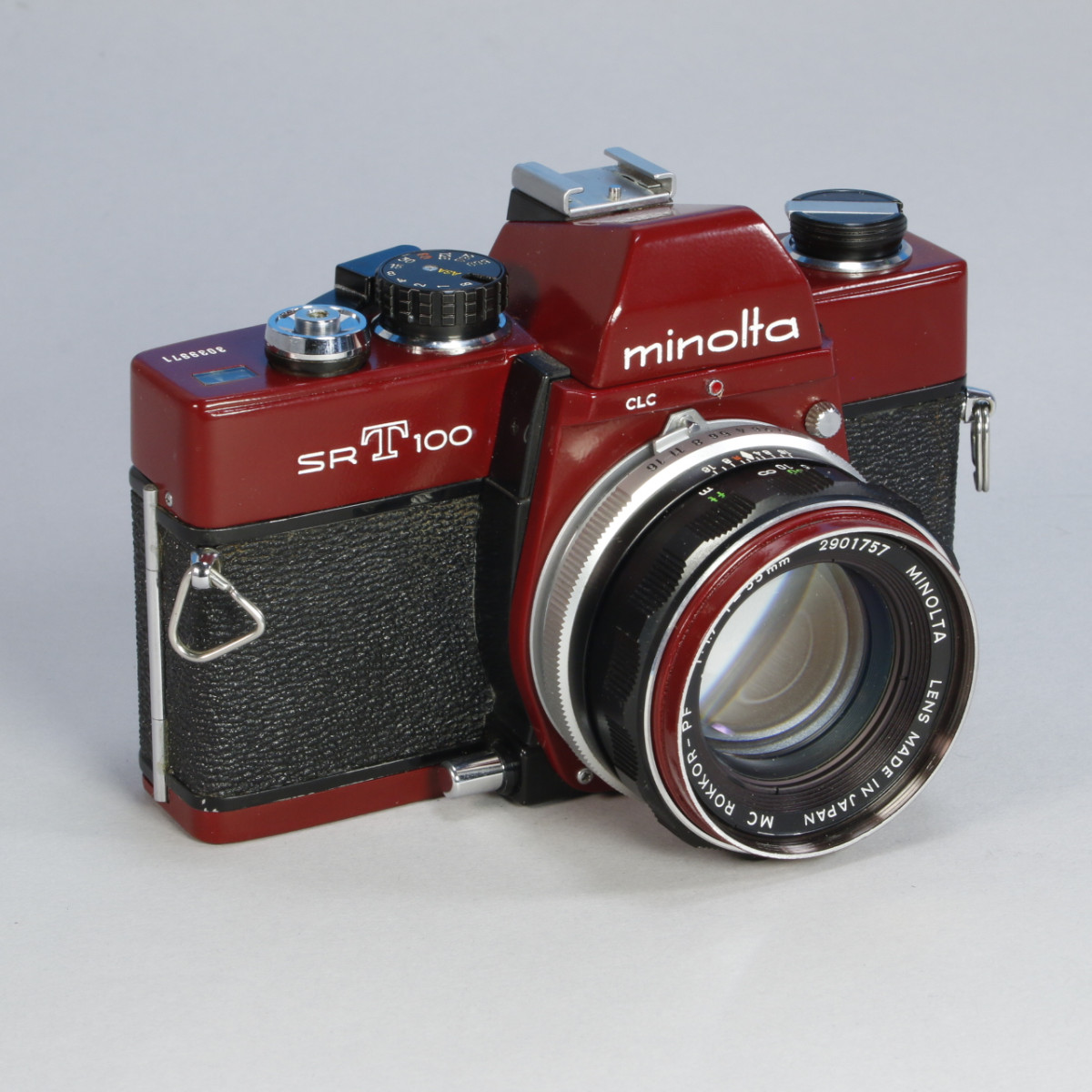 Minolta SRT 100 Camera and Minolta 55mm f1.7 Lens -  Refurbished (Re-coated in Maroon)