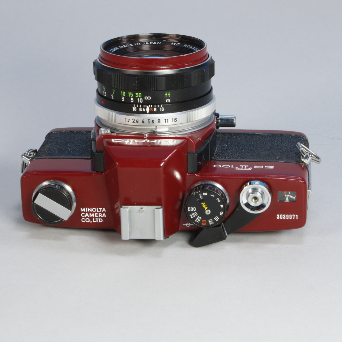 Minolta SRT 100 Camera and Minolta 55mm f1.7 Lens -  Refurbished (Re-coated in Maroon)