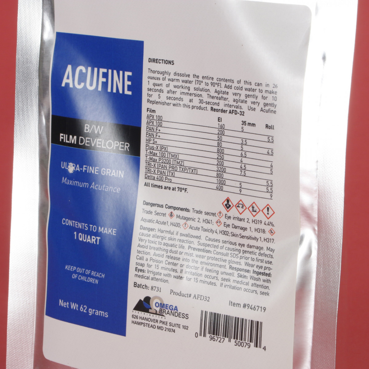 Acufine Black and White Film Developer - 1qt