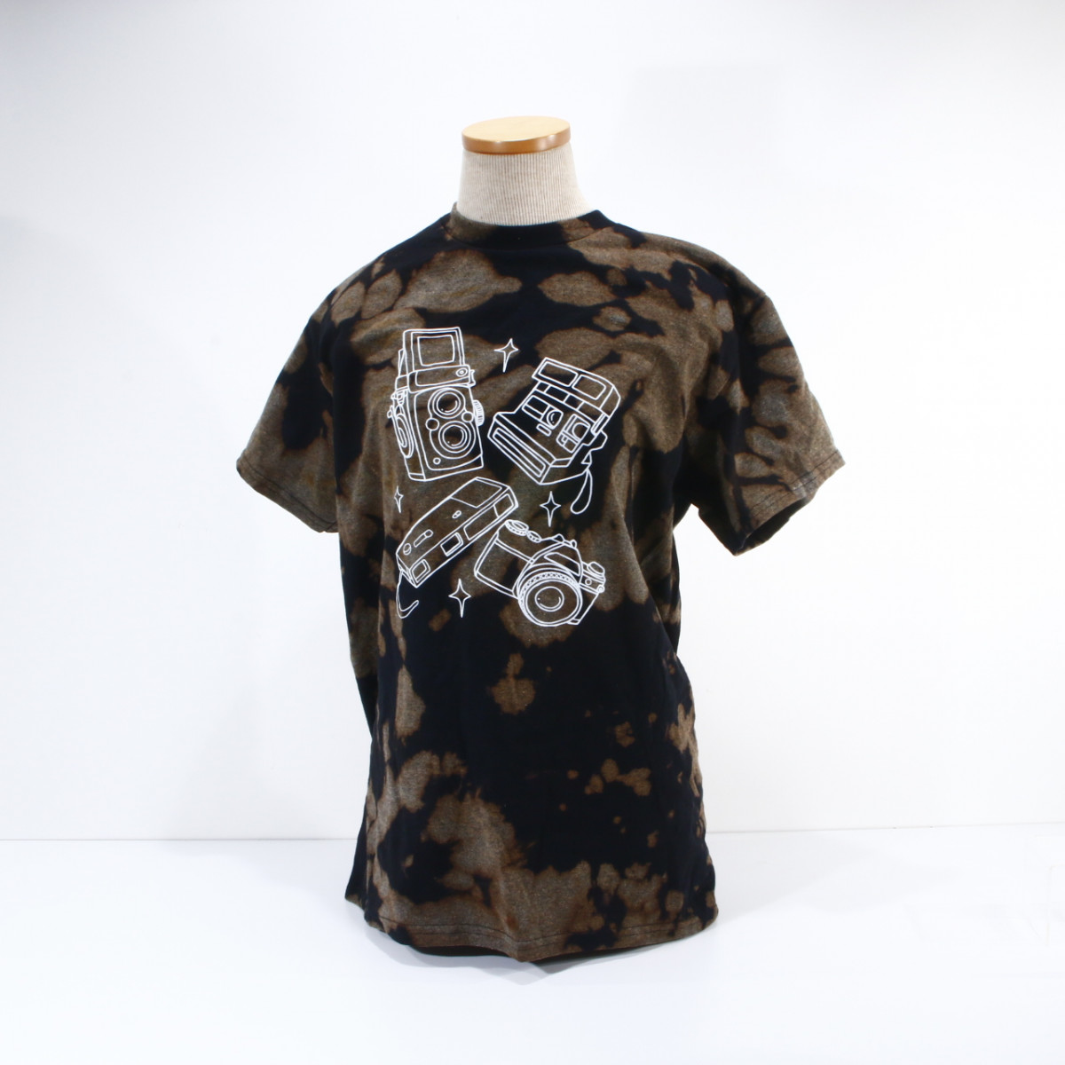 NLA - Analog Camera Black and Faded Orange Tie-Dye T-Shirt - Size Extra-Large