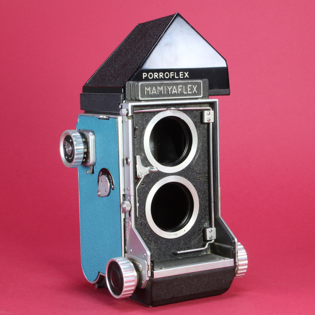 Mamiyaflex C2 Camera - Re-skinned in Teal Leather | Blue