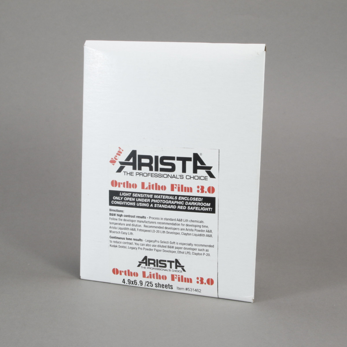 Arista Ortho Litho Film 3.0 - 4.9x6.9/25 Sheets - For 5x7 Film Holders