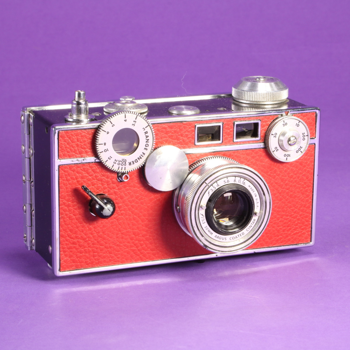 Argus C3 Camera - Re-Skinned in Red Leather | Blue Moon Camera