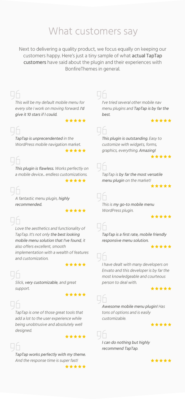 Customer testimonials