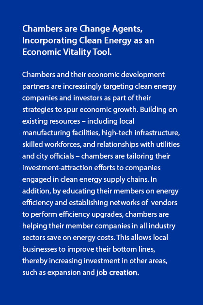 Chambers are change agents incorporating Clean Energy as an Economic Vitality tool