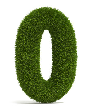 Hedge in the shape of a Zero representing zero energy buildings
