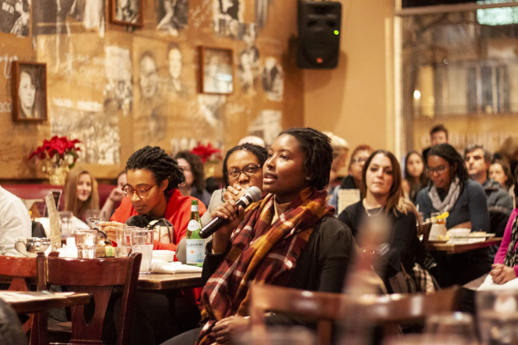 Audience asked questions and raised points for discussion at the Busboys and Poets New House Celebration event