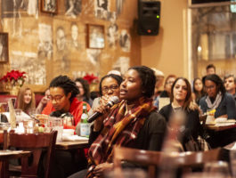 Audience asked questions and raised points for discussion at the Busboys and Poets New House Celebration event