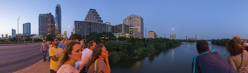 Watching the Bats from the Congress Ave Bridge, Austin TX