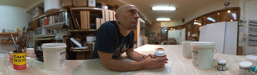 Artist Juan Alonso in His Studio, Seattle WA