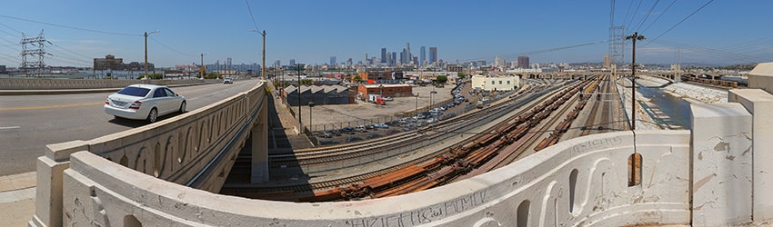 Skyline View from the 6th Street Bridge, Los Angeles, CA