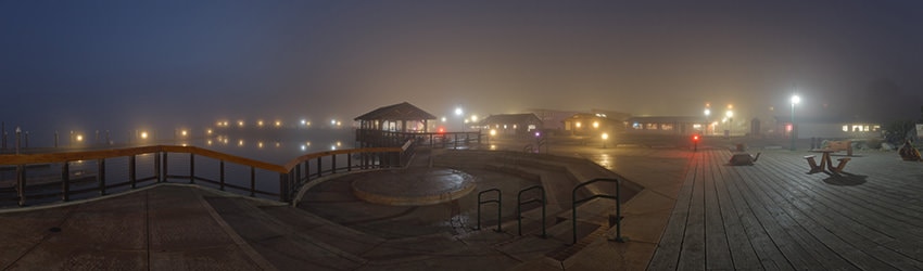 Foggy Morning at Bandon Harbor Boardwalk, Bandon OR