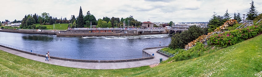 View from Commodore Park (1996), Ballard Locks, Seattle WA