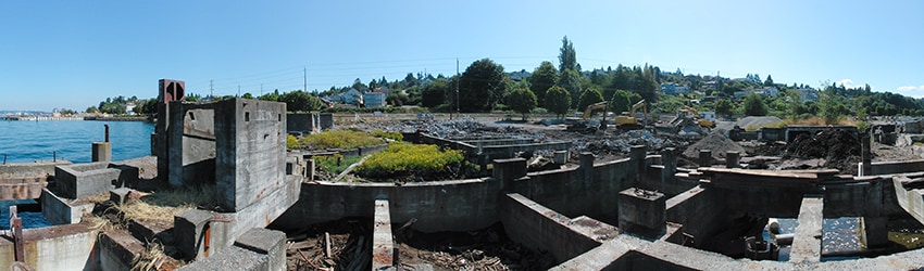 Demolition on Ruston Way, Tacoma WA