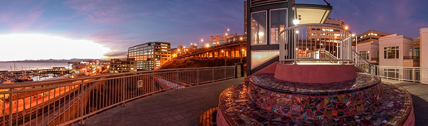 Lenora Street Bridge Viewpoint, Belltown, Seattle WA