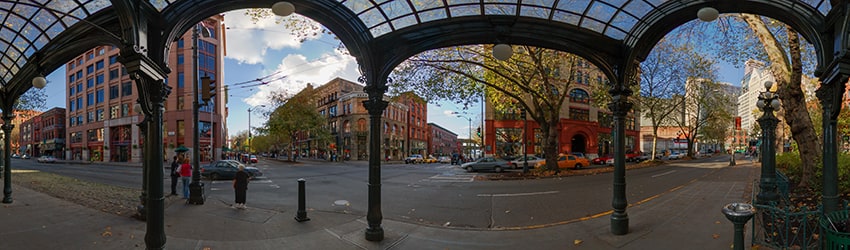 Pergola at Pioneer Place Park, Pioneer Square, Seattle WA