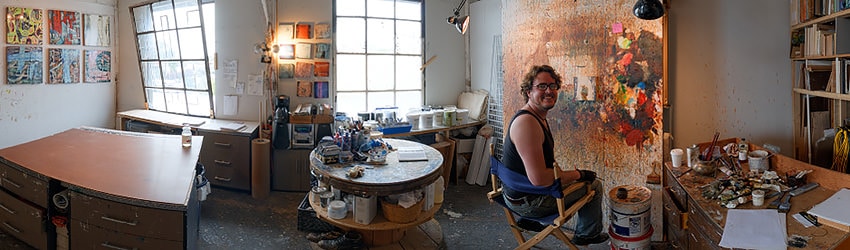 Artist Aaron Power in the Studio, Seattle WA