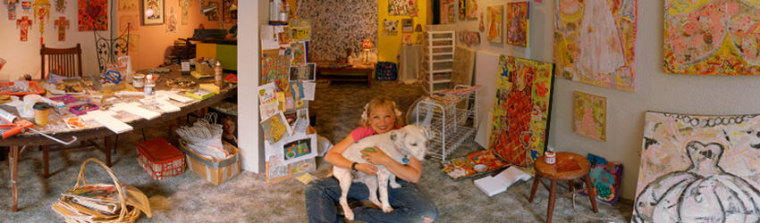 Artist Rebecca DeVere in her Studio, Bellevue WA