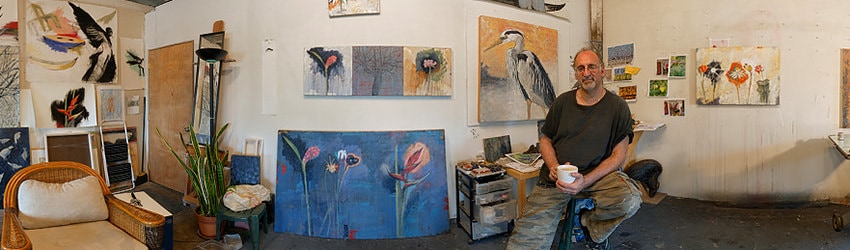Artist Michael Dickter in his Studio, Seattle WA