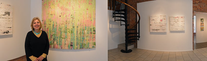 Artist Andree Carter at Gallery, Pioneer Square, Seattle WA