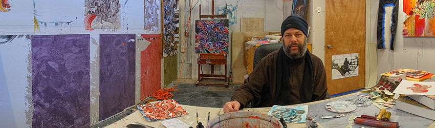 Artist Robert Hardgrave in his Studio, Seattle WA