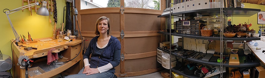 Artist Sarah Hood in her Studio, Seattle WA