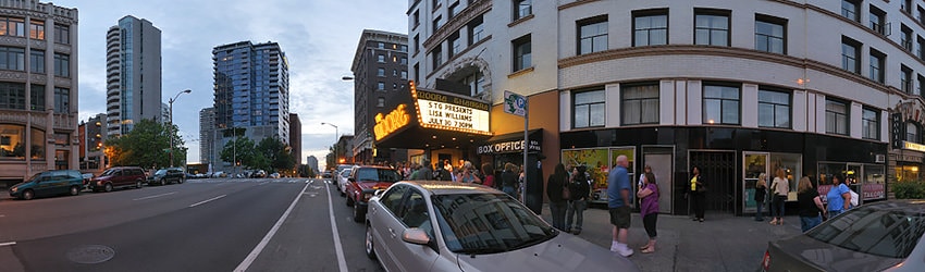 Evening Outside the Moore Theatre, Seattle WA