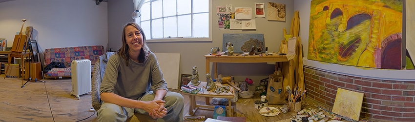 Artist Christine Federhart in her Studio, Seattle WA