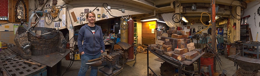 Blacksmith Artist Lisa Geertsen in her Studio, Seattle WA