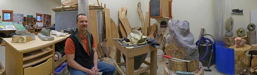 Artist Craig Breitbach in his Studio