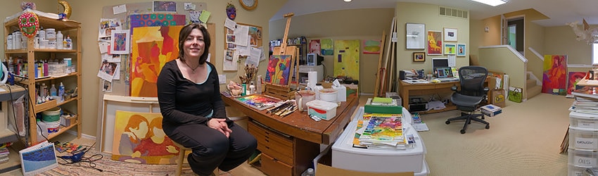 Artist Susan Melrath in her Studio, Bellevue WA