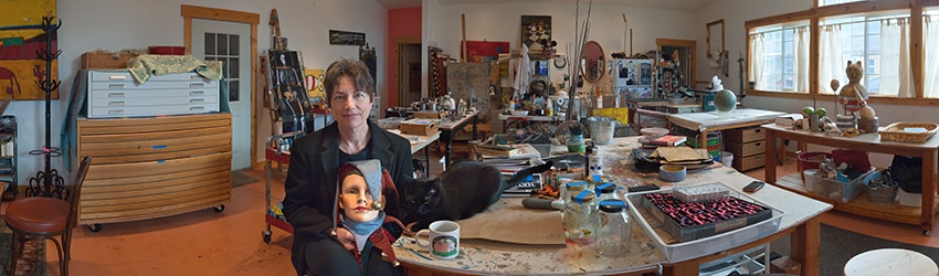 Artist Carla Dimitriou in her Studio, Bellevue WA