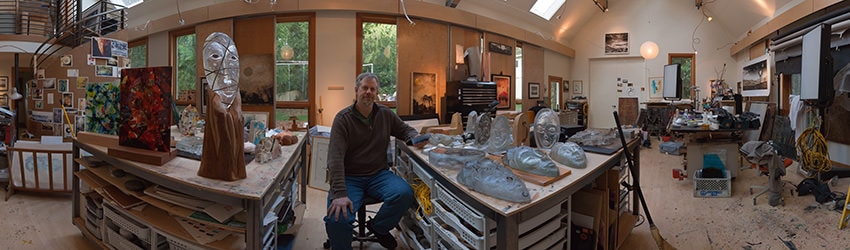 Artist Daniel Colvin in his Studio, Bellevue WA