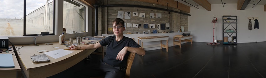 Artist Kim Ionesco in her Studio, Seattle WA