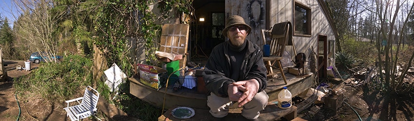 Artist Larry Calkins at his Studio, Tiger Mountain WA