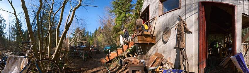 Artist Larry Calkins at his Studio, Tiger Mountain WA
