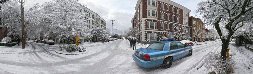 Snow, 10th Ave E of Harrison, Seattle WA