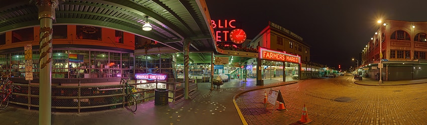 Nighttime at Pike Place Market, Seattle WA