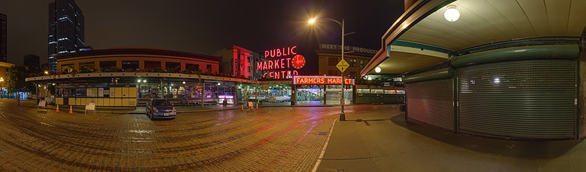 Nighttime at Pike Place Market, Seattle WA