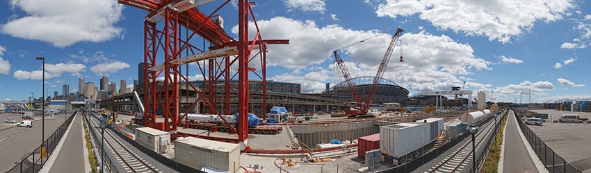 Launch Pit for Tunnel Machine Bertha, SR 99 Tunnel Construction, June 2013, Seattle WA