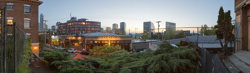 View from Porch of 1906 Home (scheduled for demolition), Melrose Ave S of Pine St, Capitol Hill, Seattle WA