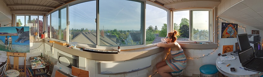 Artist Lauren Olson in her Studio, Seattle WA